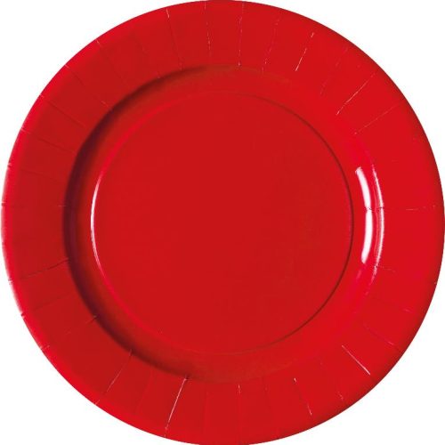 Set 8 Piatti da Tavola Monouso in Cartoncino Rosso 23 cm - immagine 1