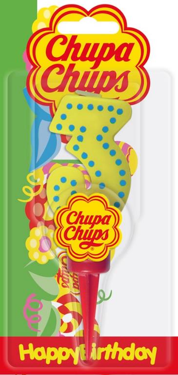 Candela Compleanno Chupa Chups Numero 3 con Supporto –