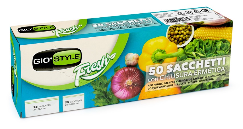 Gio style fresh, sacchetti con chiusura ermetica 32pz