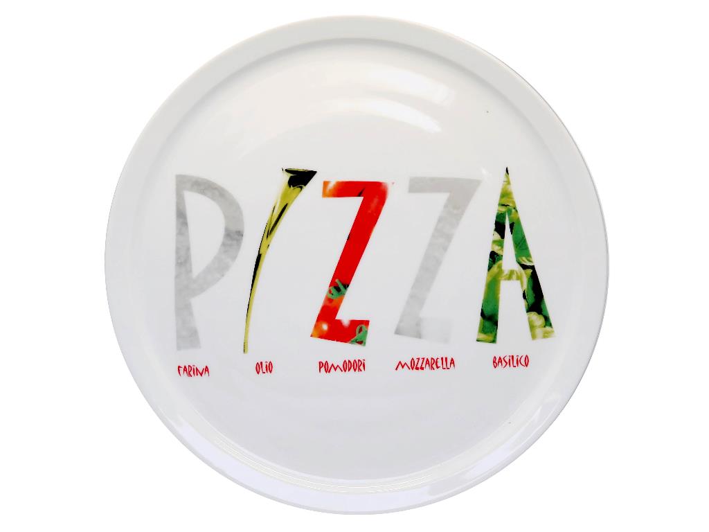 Set 6 Piatti da Tavola Pizza in Porcellana Bianco con Decoro 31 cm –