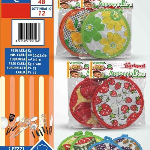 PRESINA CUCINA STOFFA 2pz o APPOGGIAPIATTI POLYCOTTON FATIG - immagine 1